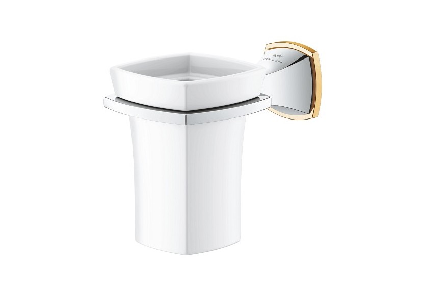 Grandera support porte-verre en céramique Chromé/doré - 40909IG0 - Grohe