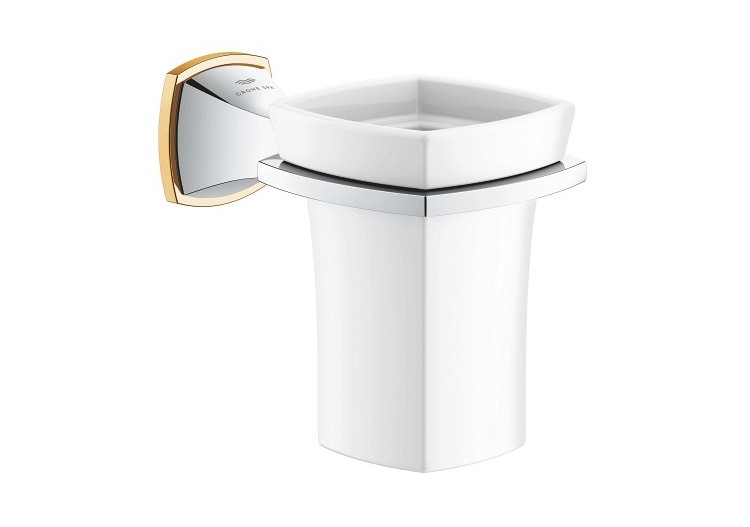 Grandera support porte-verre en céramique Chromé/doré - 40909IG0 - Grohe 2