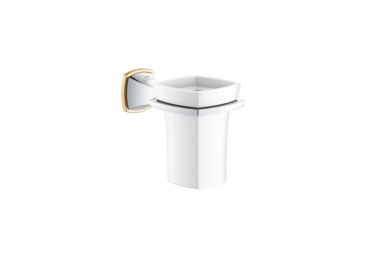 Grandera support porte-verre en céramique Chromé/doré - 40909IG0 - Grohe