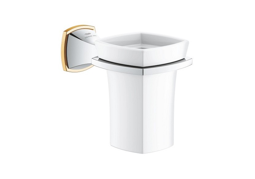 Grandera support porte-verre en céramique Chromé/doré - 40909IG0 - Grohe
