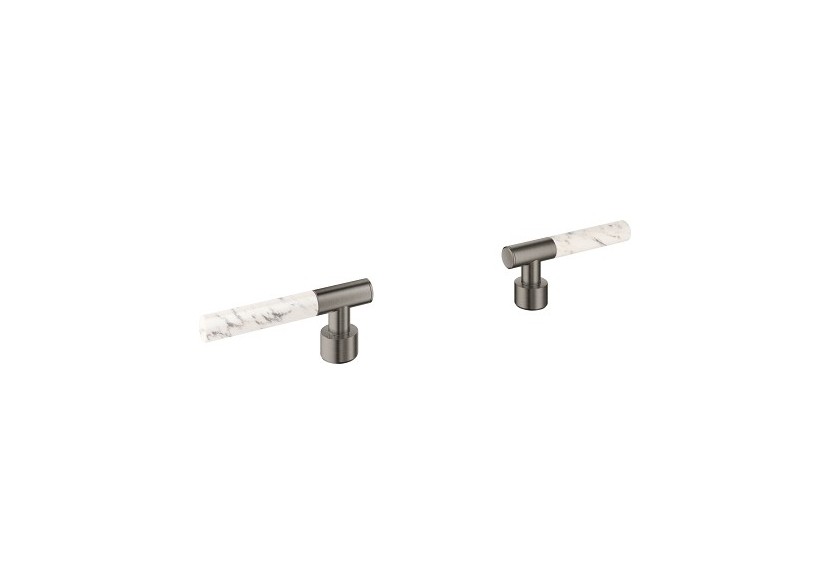 Atrio collection privée manettes rondes caesarstone blanc attique Hard Graphite brossé - 48458AL0 - Grohe