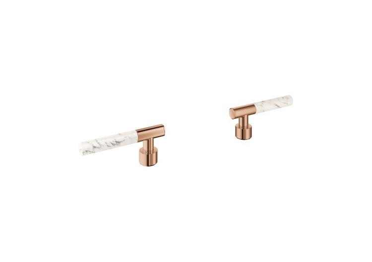 Atrio collection privée manettes rondes caesarstone blanc attique Warm Sunset - 48458DA0 - Grohe 2
