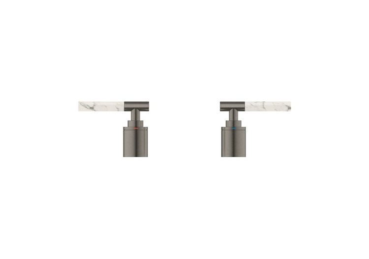 Atrio collection privée manettes rondes caesarstone blanc attique Hard Graphite brossé - 48464AL0 - Grohe
