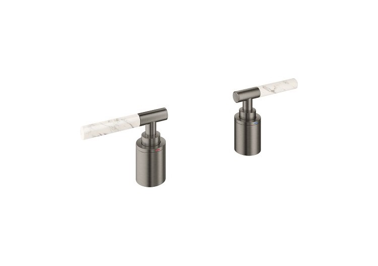 Atrio collection privée manettes rondes caesarstone blanc attique Hard Graphite brossé - 48464AL0 - Grohe 2