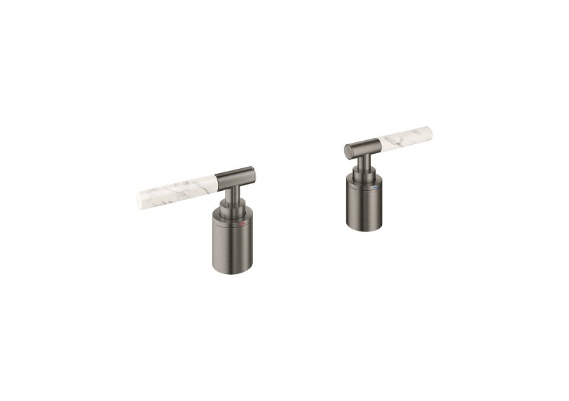 Atrio collection privée manettes rondes caesarstone blanc attique Hard Graphite brossé - 48464AL0 - Grohe