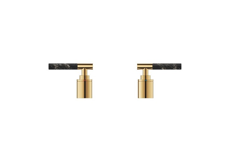 Atrio collection privée manettes rondes caesarstone vanilla noir Cool Sunrise - 48465GL0 - Grohe
