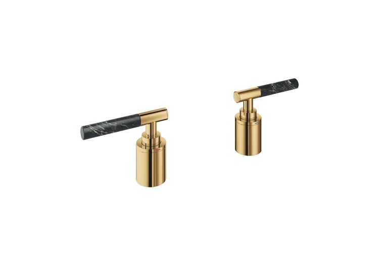 Atrio collection privée manettes rondes caesarstone vanilla noir Cool Sunrise - 48465GL0 - Grohe 2