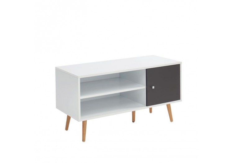 Banc à chaussures ADELE gris anthracite et blanc 95cm