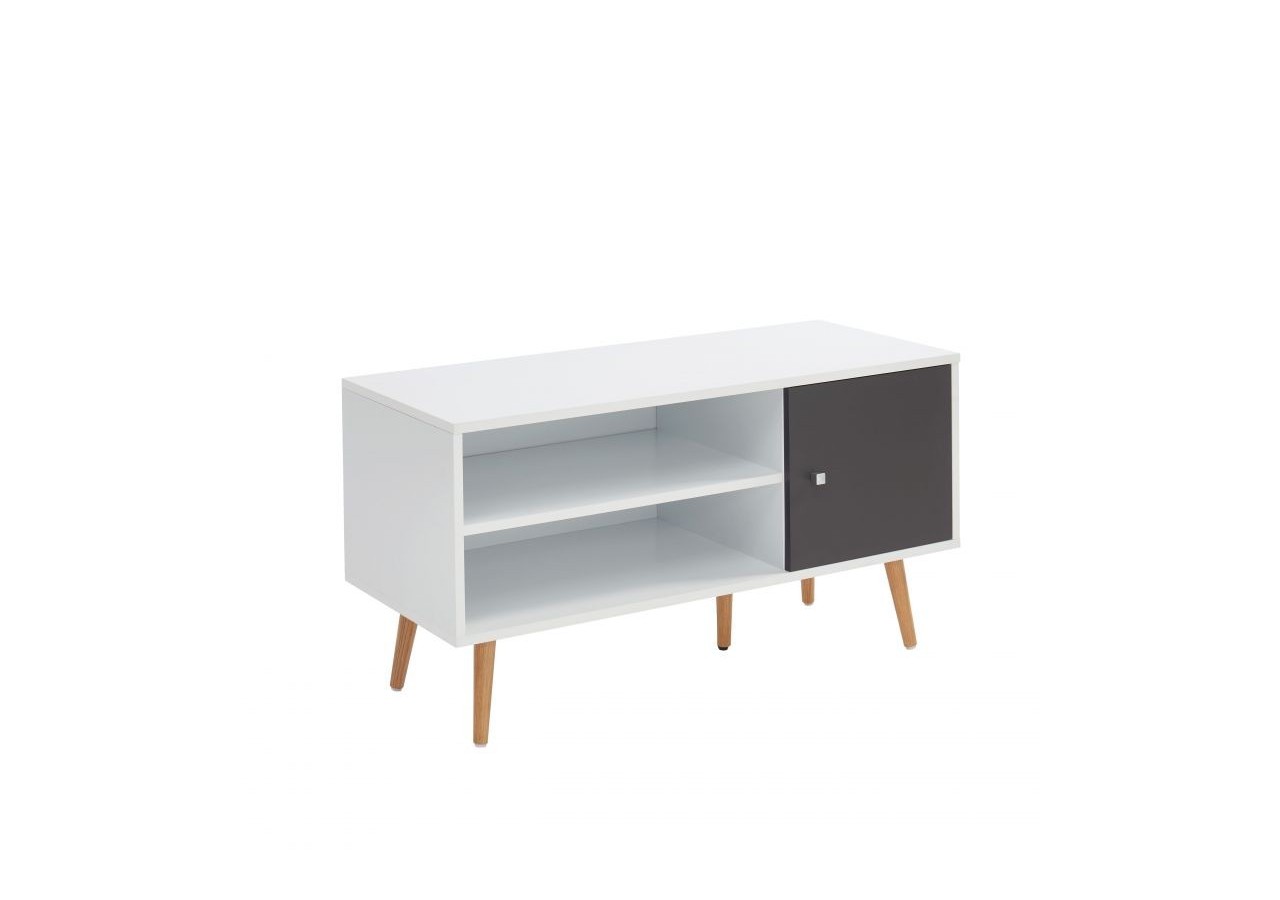 Banc à chaussures ADELE gris anthracite et blanc 95cm