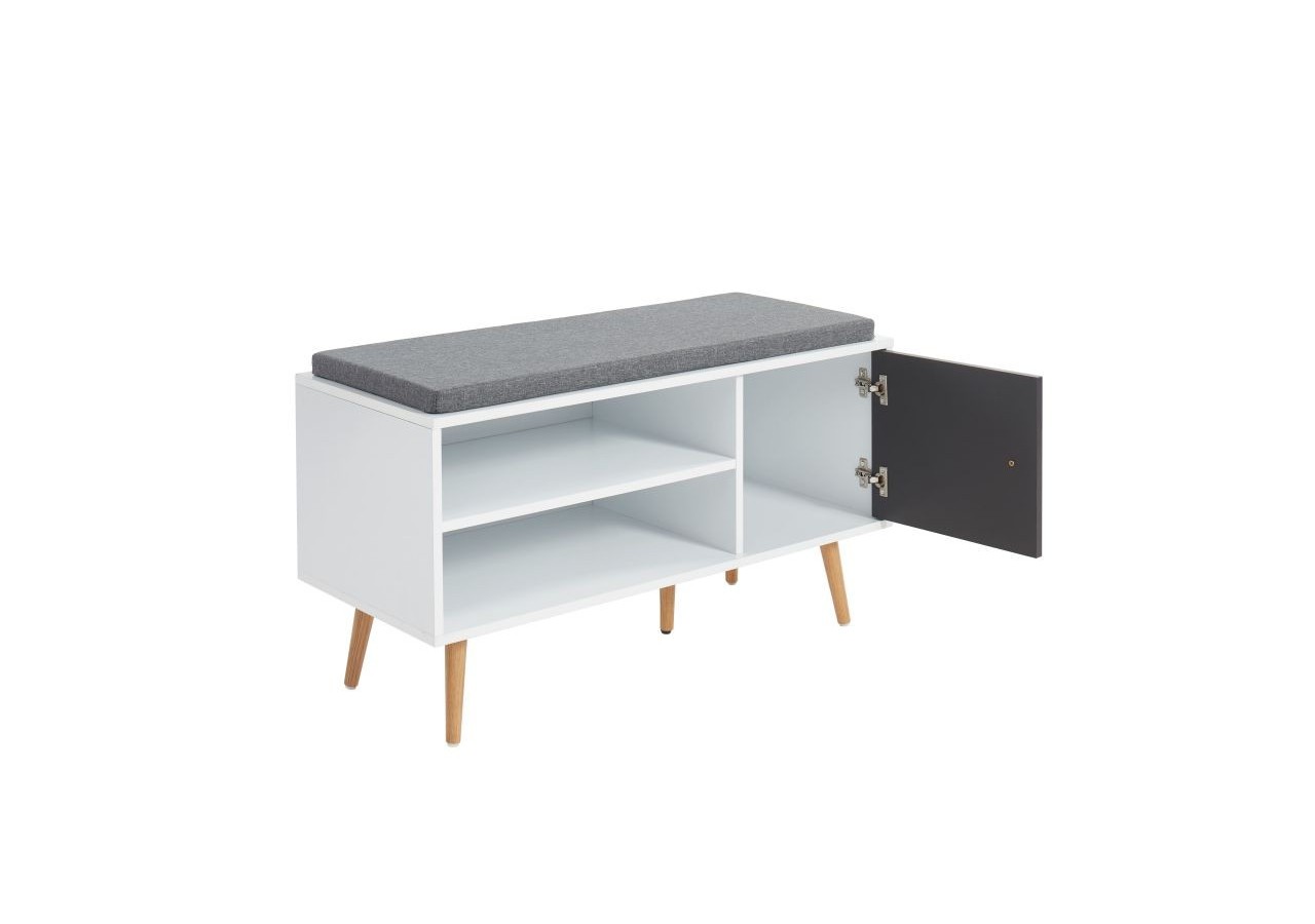 Banc à chaussures ADELE gris anthracite et blanc 95cm