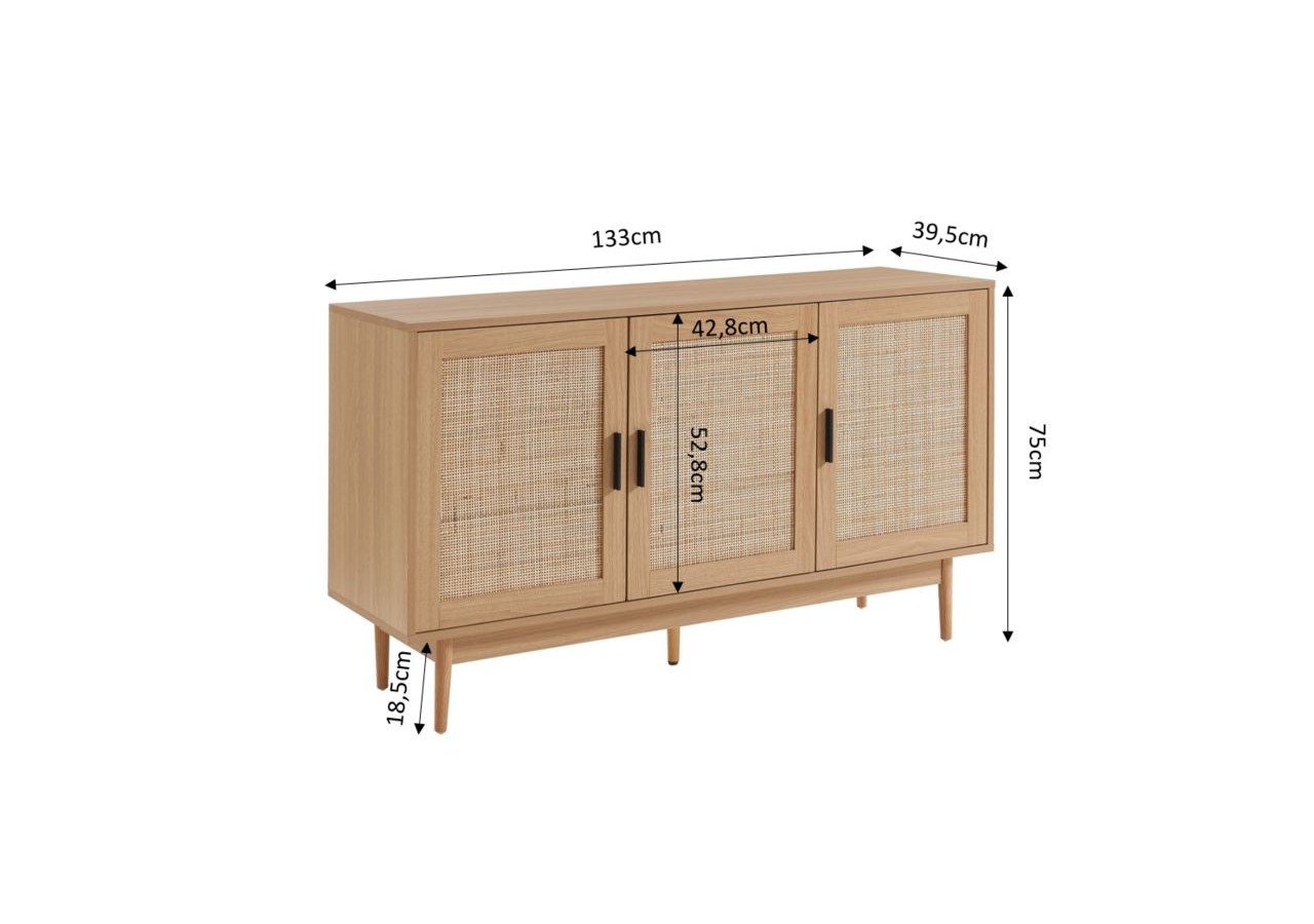 Buffet AMANA cannage rotin 3 portes