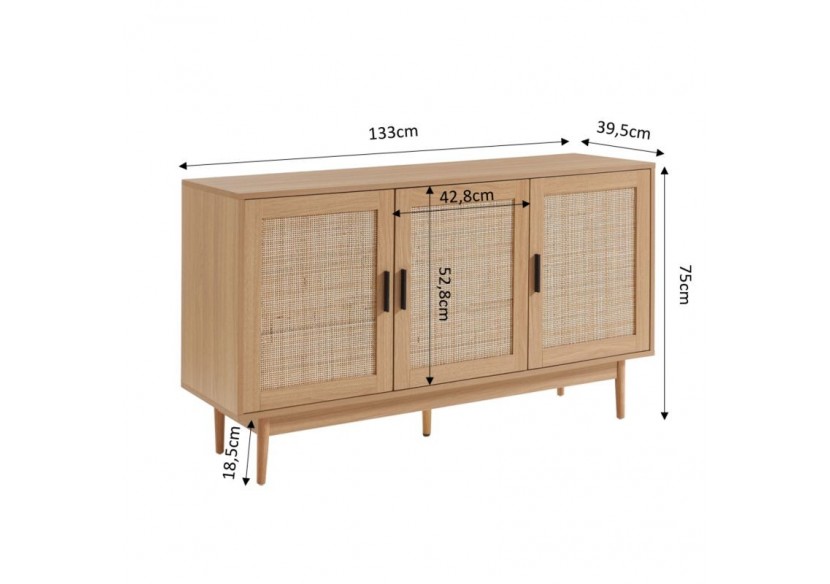 Buffet AMANA cannage rotin 3 portes Buffet AMANA cannage rotin 3 portes