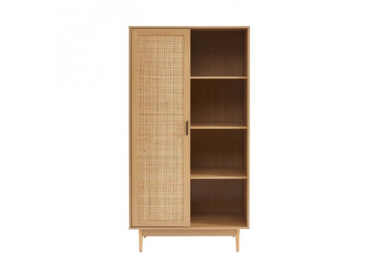 Armoire AMANA effet chêne et cannage rotin 1 porte h170 cm