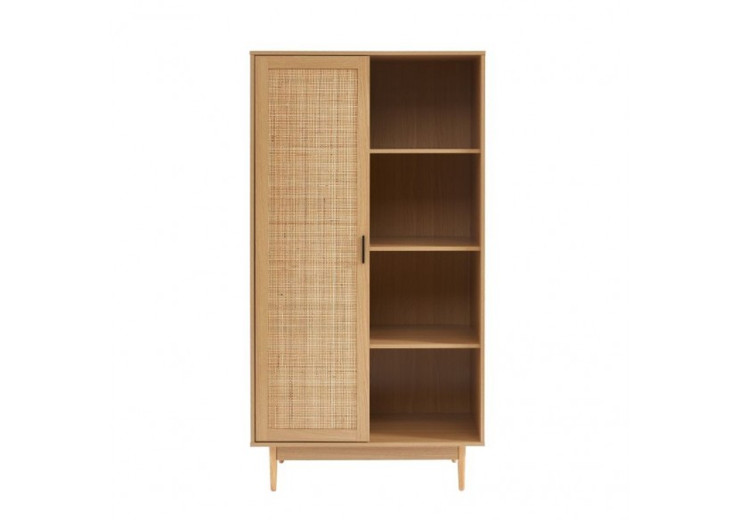 Armoire AMANA effet chêne et cannage rotin 1 porte h170 cm