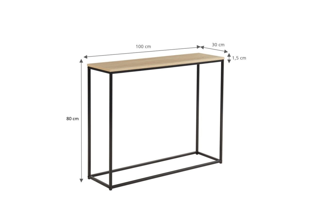 Console ARCHE effet chêne et métal noir 100cm