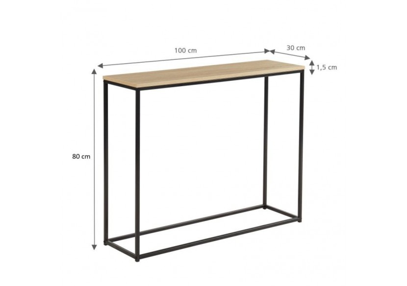 Console ARCHE effet chêne et métal noir 100cm