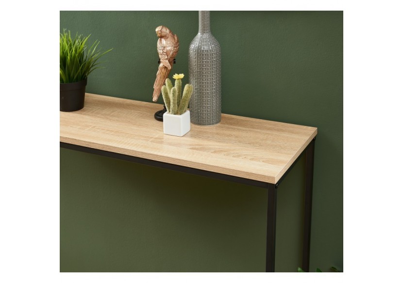 Console ARCHE effet chêne et métal noir 100cm