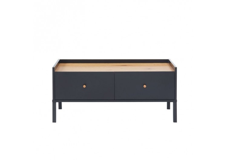 Table basse ARCHI noir et effet bois 90cm