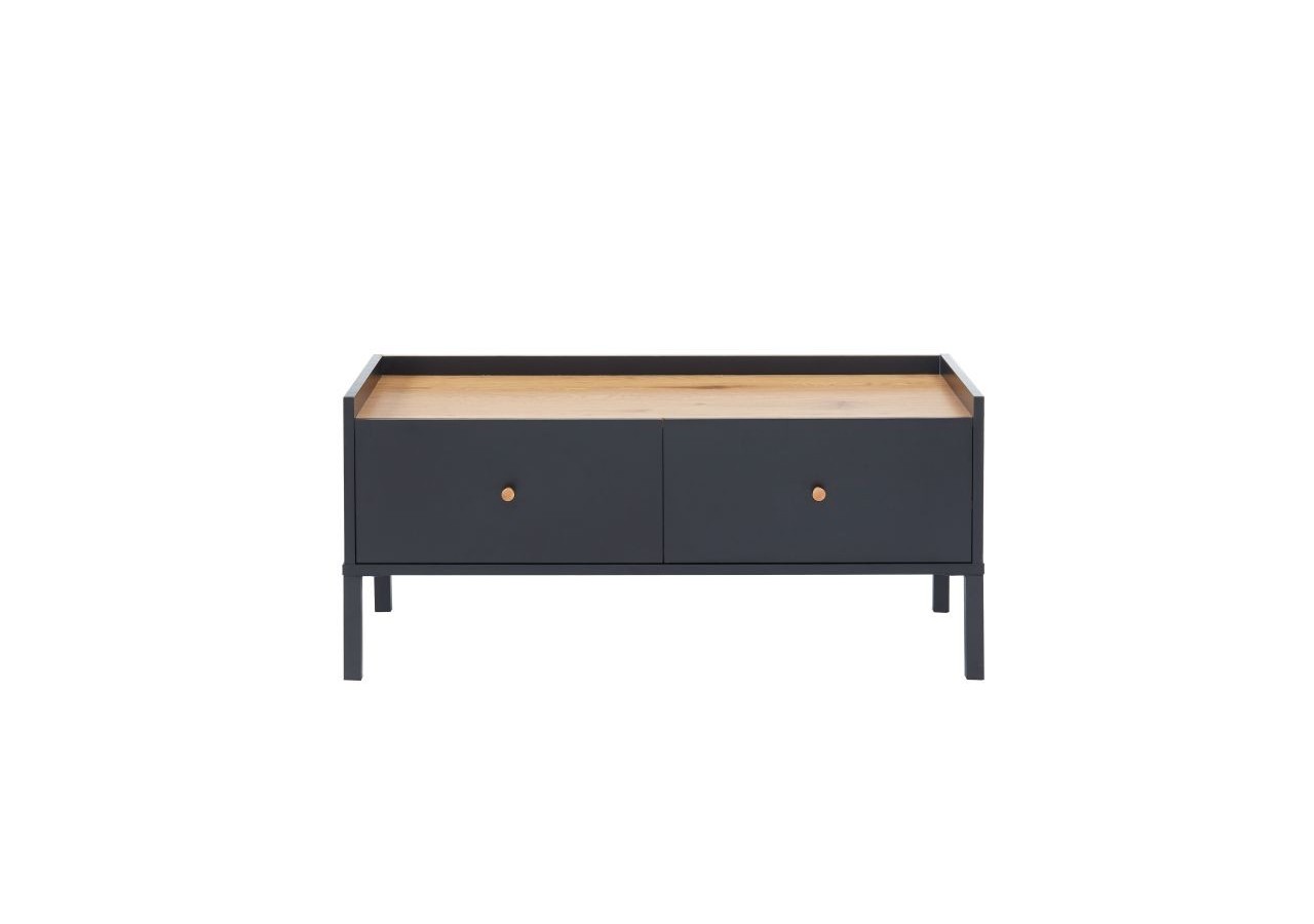 Table basse ARCHI noir et effet bois 90cm