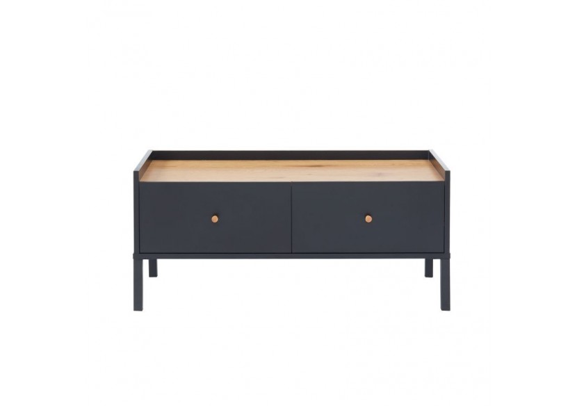 Table basse ARCHI noir et effet bois 90cm
