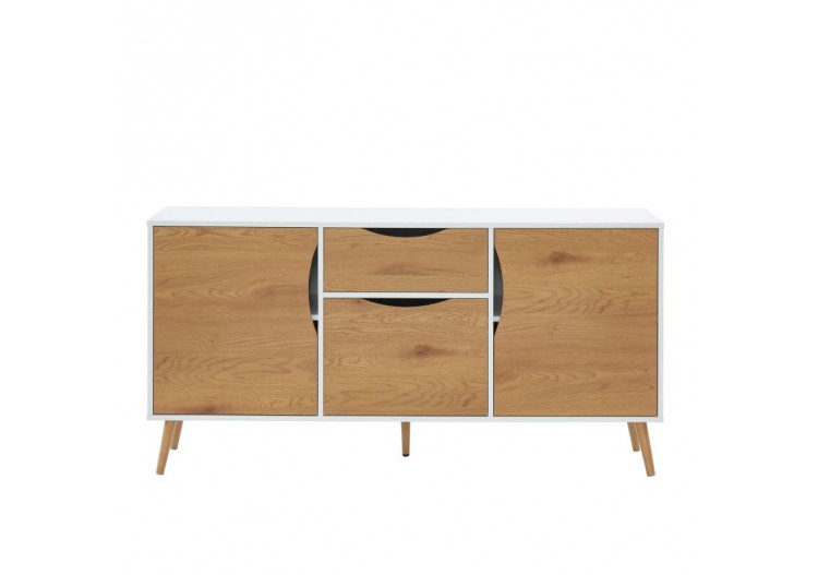 Buffet AVA blanc et effet chêne 150cm