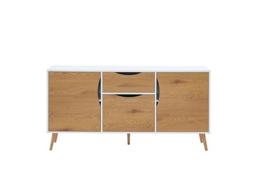 Buffet AVA blanc et effet chêne 150cm