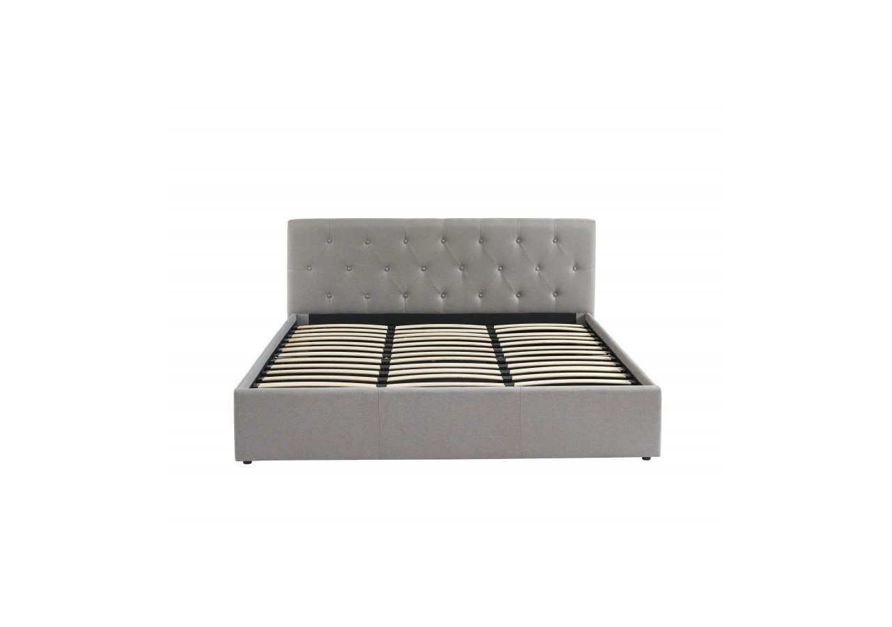 Lit coffre BAHIA tissu gris 180x200 sommier inclus