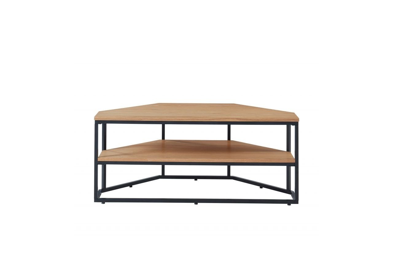 Meuble tv d'angle BRIXTON placage frêne 2 étagères 120cm