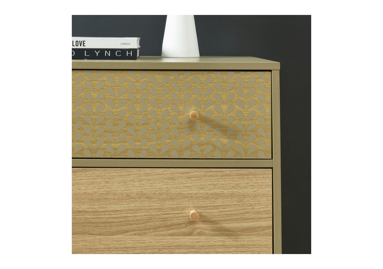 Commode CAPUCINE vert olive et effet chêne 3 tiroirs 78cm