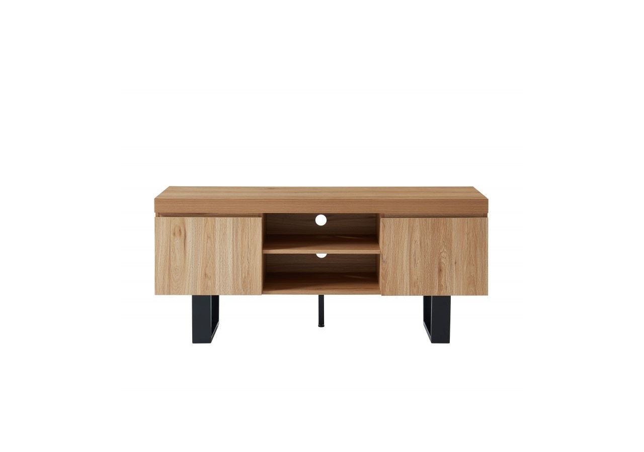 Meuble tv FELIX effet chêne et métal noir 140cm