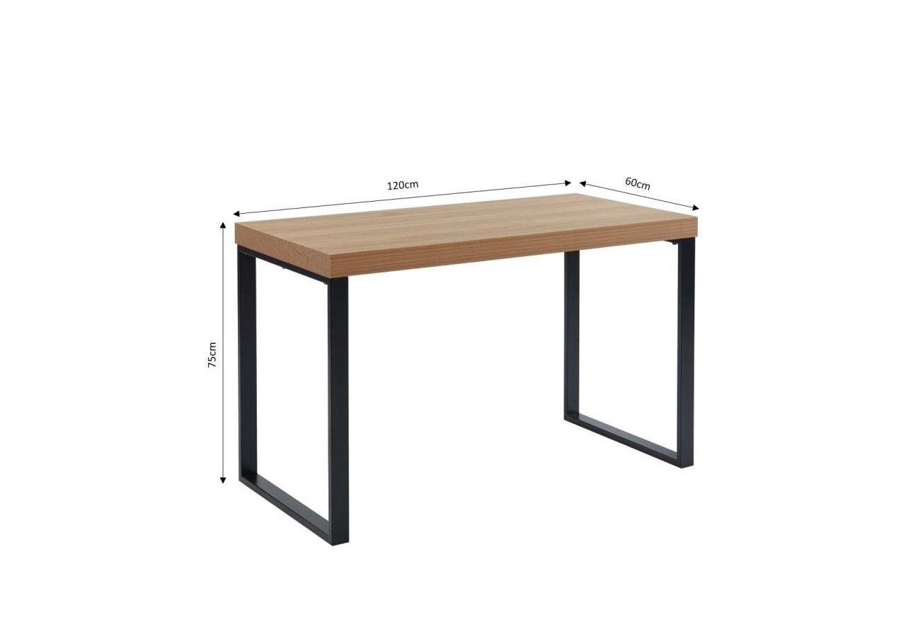 Bureau FELIX effet chêne pieds en métal noir