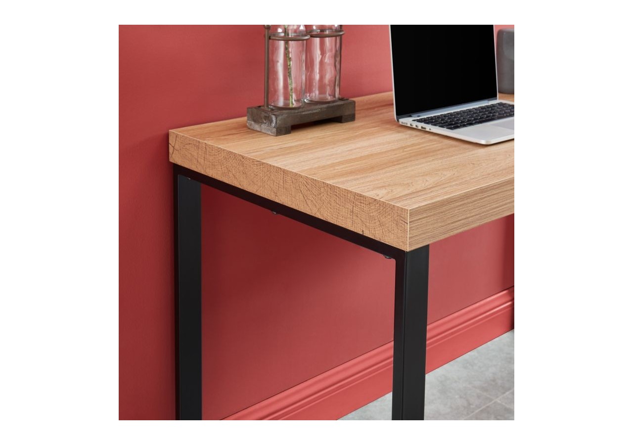 Bureau FELIX effet chêne pieds en métal noir