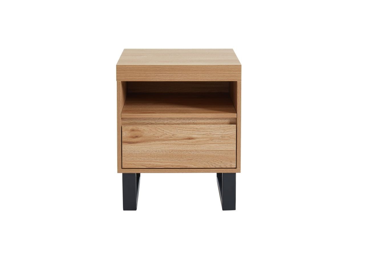 Table de chevet FELIX effet chêne pieds en métal noir