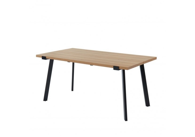 Table à manger FELIX effet chêne et métal noir 160cm