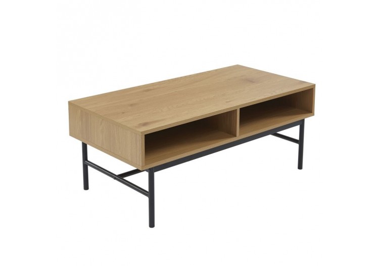 Table basse JAMES effet chêne pieds métal noir