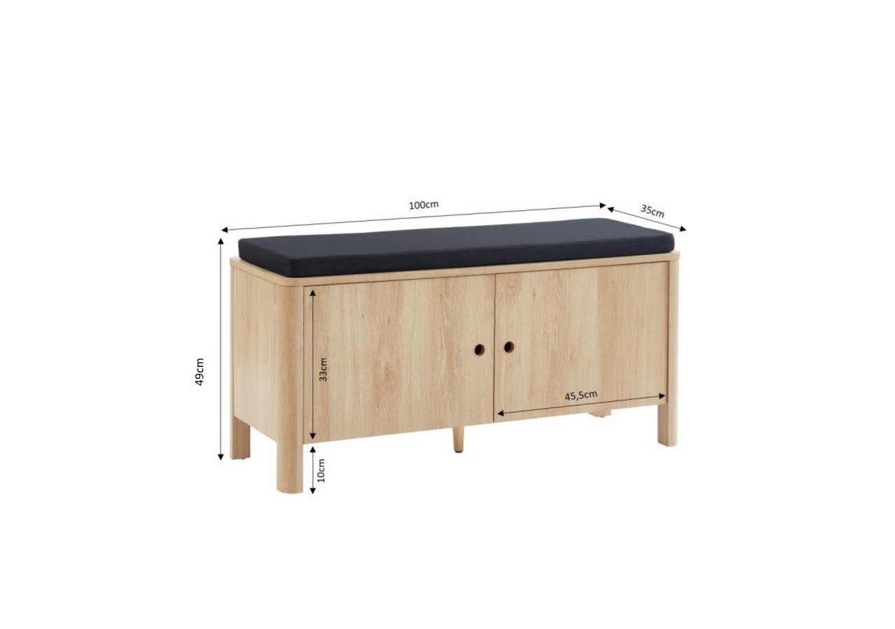 Banc à chaussures JAPENDI effet chêne et gris anthracite 100cm