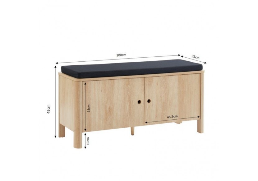 Banc à chaussures JAPENDI effet chêne et gris anthracite 100cm