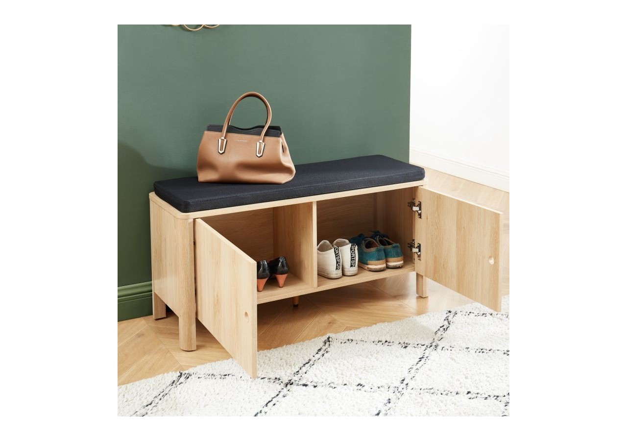 Banc à chaussures JAPENDI effet chêne et gris anthracite 100cm