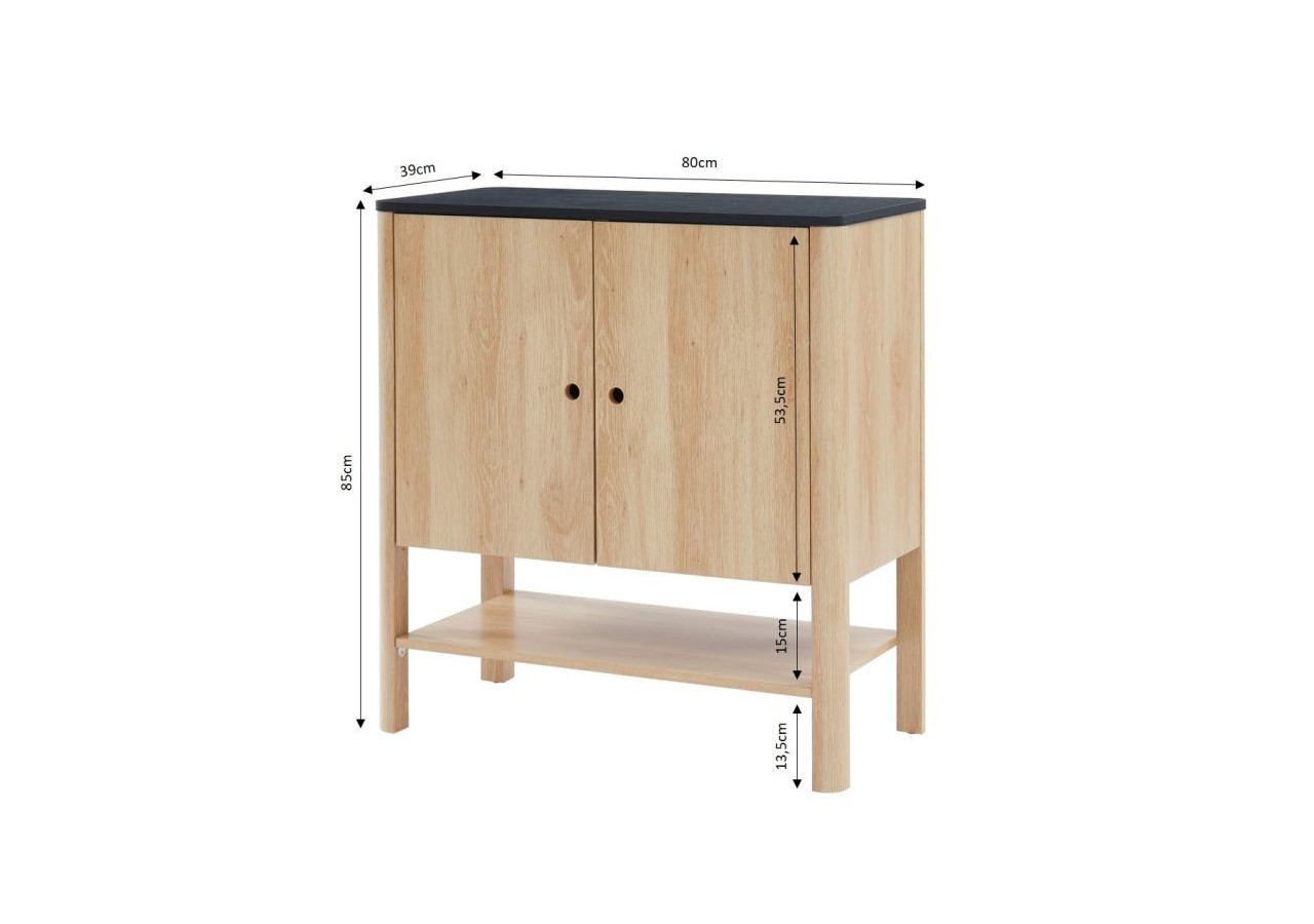 Buffet JAPENDI effet chêne et gris anthracite 80cm