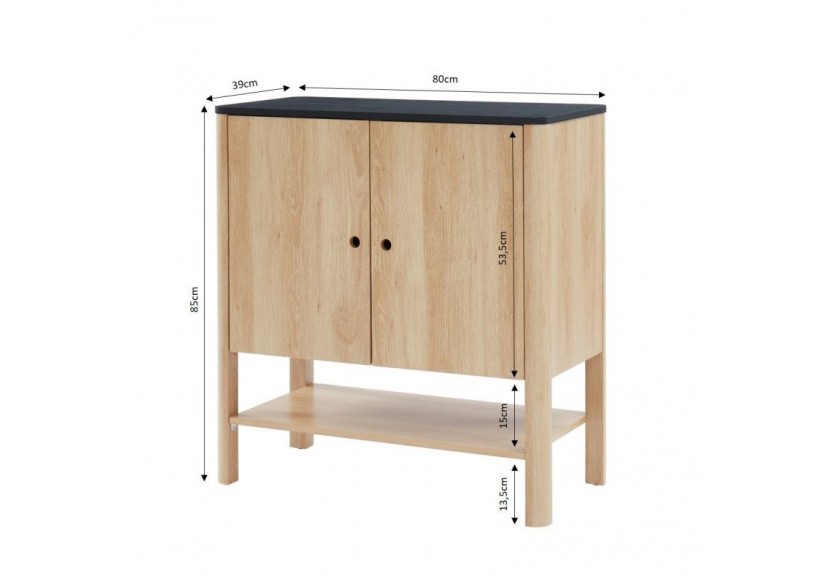 Buffet JAPENDI effet chêne et gris anthracite 80cm