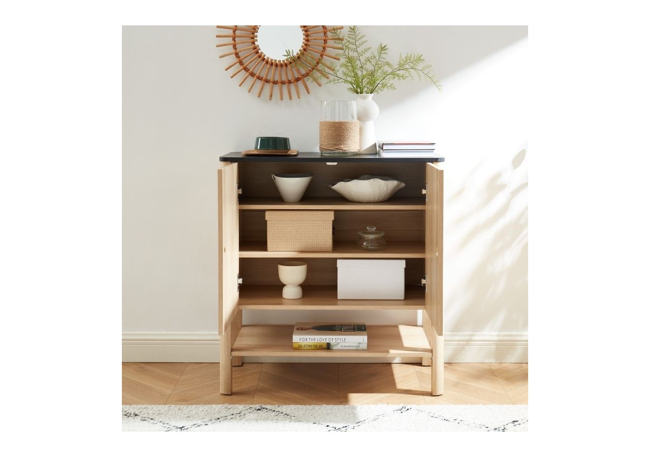 Buffet JAPENDI effet chêne et gris anthracite 80cm