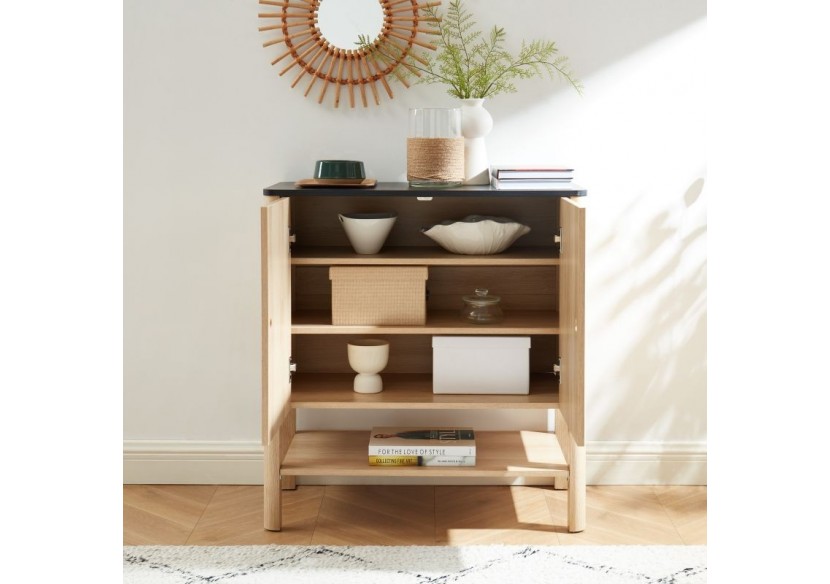 Buffet JAPENDI effet chêne et gris anthracite 80cm