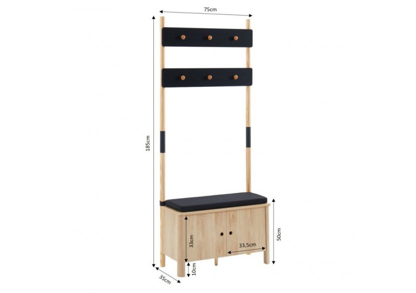 Vestiaire d'entrée JAPENDI effet chêne et gris anthracite h185cm