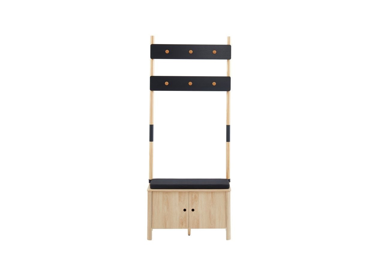 Vestiaire d'entrée JAPENDI effet chêne et gris anthracite h185cm