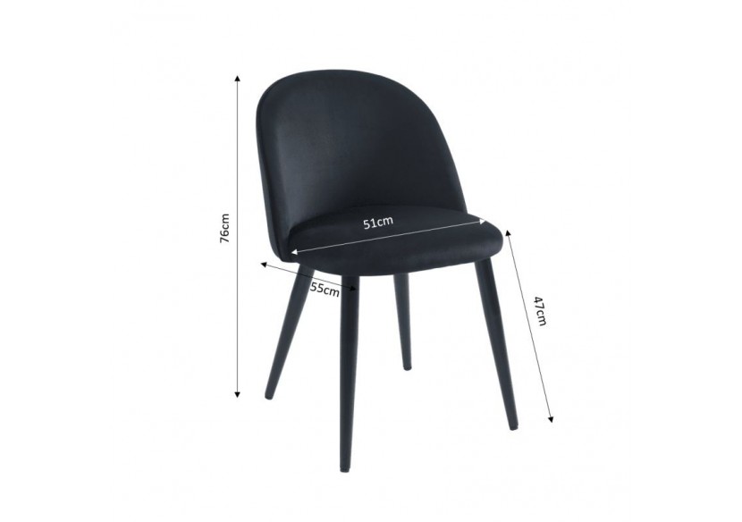 Lot de 2 chaises MACARON velours noir pieds métal noir