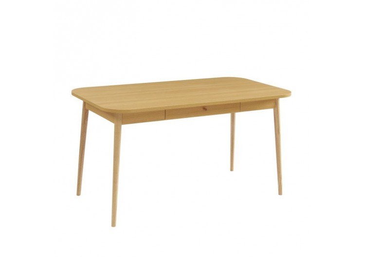 Table à manger MACARON effet chêne avec tiroir