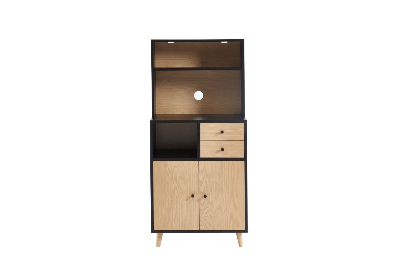 Buffet de cuisine MAX noir et effet chêne 60cm