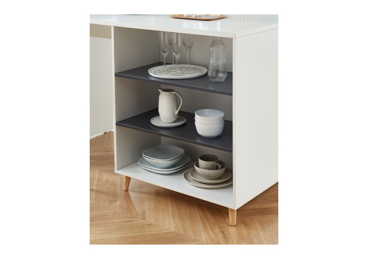 Ilot central MAX blanc et gris anthracite 150cm