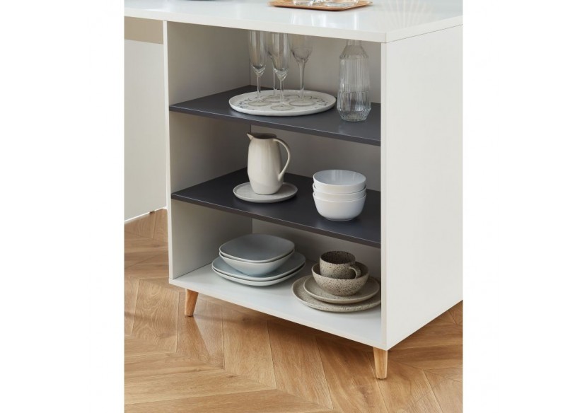 Ilot central MAX blanc et gris anthracite 150cm