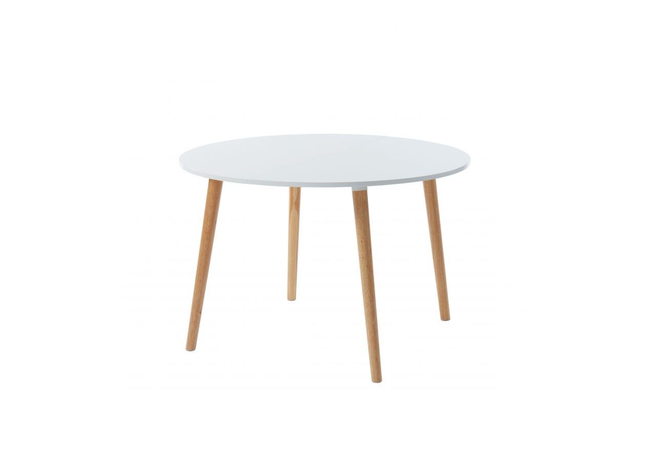 Table extensible ORACLE laqué blanc mat pieds en bois massif 120-160cm